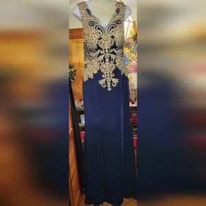 Navy with Gold Stitch Dress